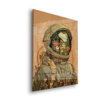 Astronaute fleur universe - tableau en verre acrylique