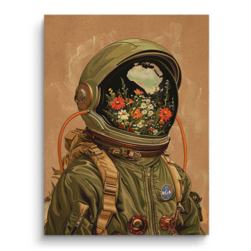Astronauta w kwiatowym wszechświecie - obraz na płótnie