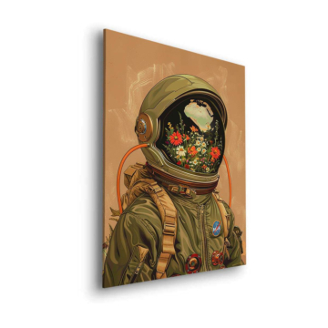 Astronaut Blumen Univers - Dibond-Bild matt