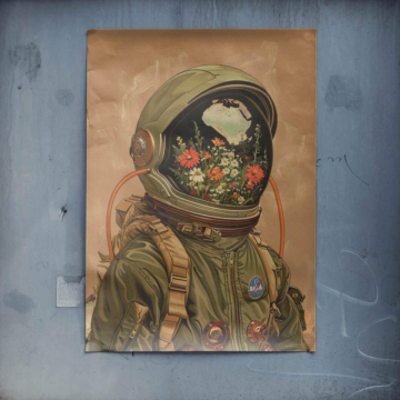 Astronauta w kwiatowym wszechświecie - plakat