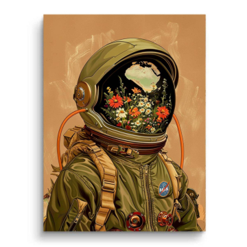 Astronaute fleur universe - tableau PVC mat