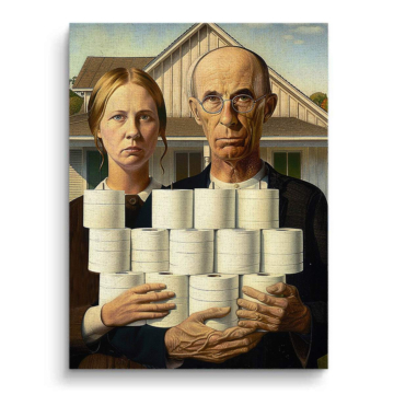 American Gothic Inspired Toilet Paper Canvas Art