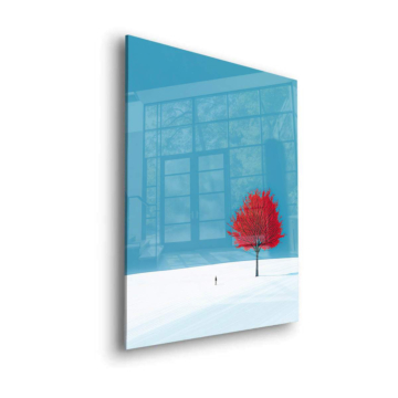 Red Tree Winter Solitude Acrylic Glass Art