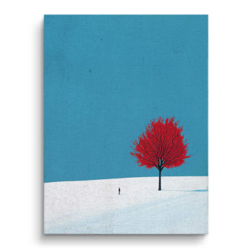 Red Tree Winter Solitude Canvas Art
