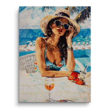 Tropical Beach Glamour Woman Canvas Art
