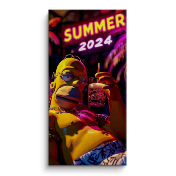 Homer Simpson Inspired Summer Canvas Art