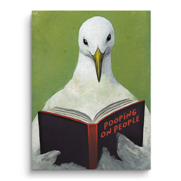 Seagull Reading Book Canvas Art