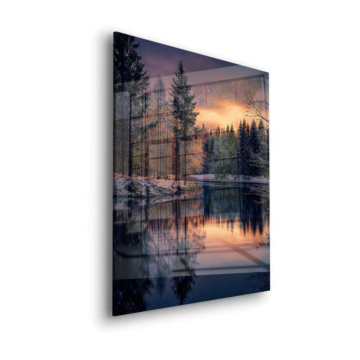 Winter See Sonnenuntergang - Acrylglasbild