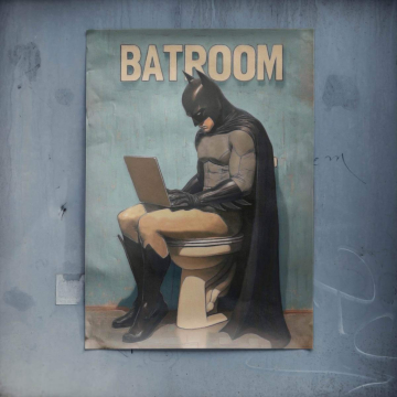 Batman Inspired Bathroom Humor Poster Art