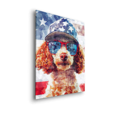 Pudel mit amerikanischer Flagge - Acrylglasbild