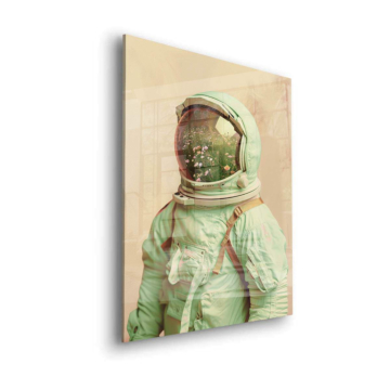 Astronauta kwiatowy kask - obraz na szkle akrylowym