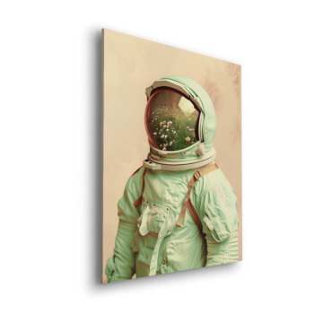 Astronaut mit floralem Helm - Dibond-Bild matt