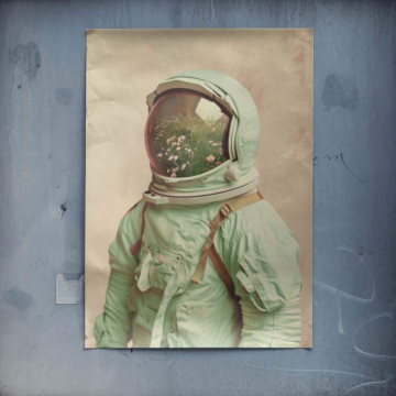 Astronaute au casque floral - poster