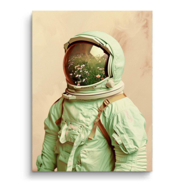 Astronaut mit floralem Helm - PVC-Bild matt