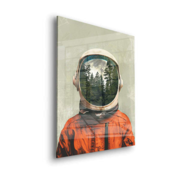 Casque d’astronaute en forêt - tableau en verre acrylique