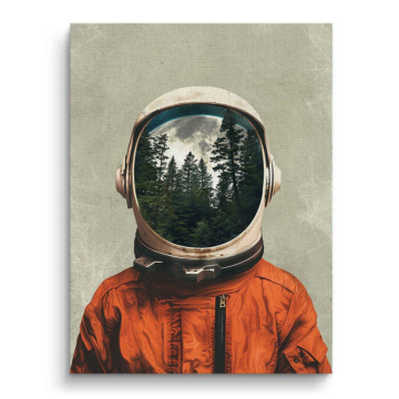Kask astronauty w lesie - obraz na płótnie