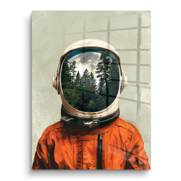 Astronauta bosque casco - cuadro PVC brillante