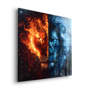 Feuer und Eis Löwe Gesicht - Acrylglasbild