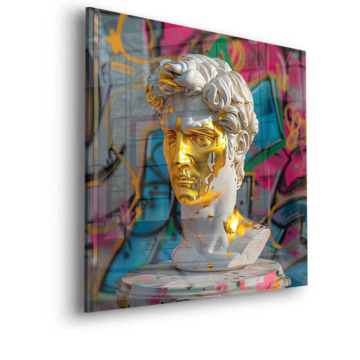 Gold Bust Graffiti Acrylic Glass Art