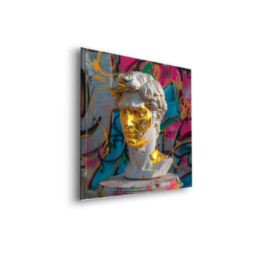 Busto dorado con grafiti - cuadro Dibond mate