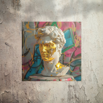 Busto dorado con grafiti - póster