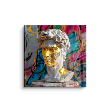 Busto dorado con grafiti - cuadro PVC brillante