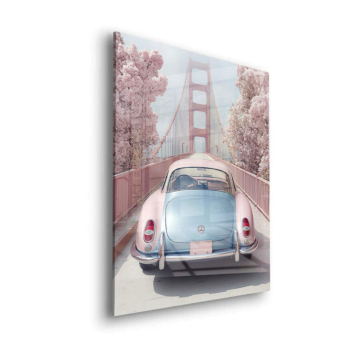 Volkswagen Beetle Inspired Golden Gate Acrylic Glass Art