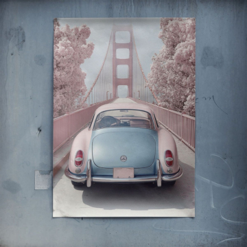 Volkswagen Beetle Inspired Golden Gate Poster Art