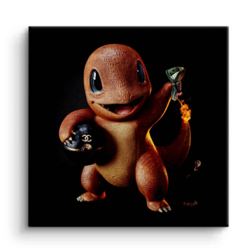 Charmander Inspired Money Battle Canvas Art