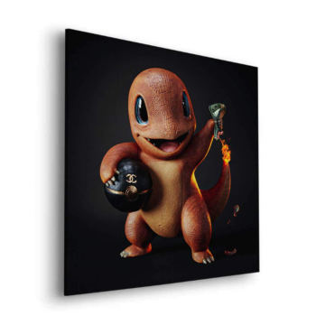 Argent combat inspiré de Charmander - tableau Dibond mat