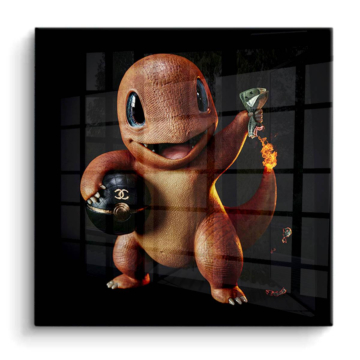 Dinero batalla inspirado en Charmander - cuadro PVC brillante