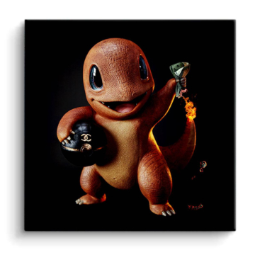 Argent combat inspiré de Charmander - tableau PVC mat