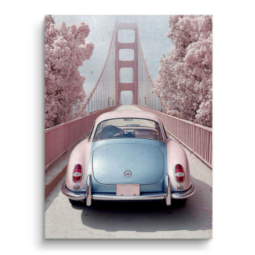 Volkswagen Beetle Inspired Golden Gate Canvas Art
