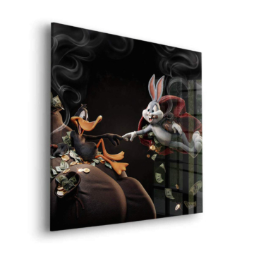 Aureola pieniędzy inspirowana Bugsem Bunnym - obraz na szkle akrylowym