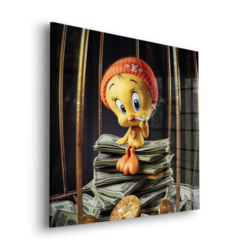 Cage de luxe inspirée de Tweety Bird - tableau en verre acrylique