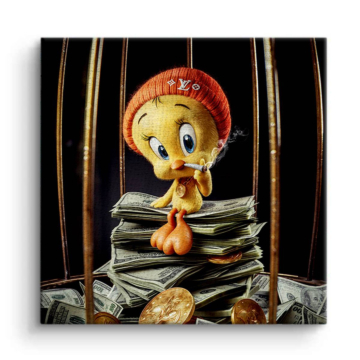 Tweety Bird Inspired Wealth Cage Canvas Art