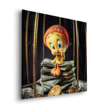 Jaula de riqueza inspirada en Tweety Bird - cuadro Dibond mate