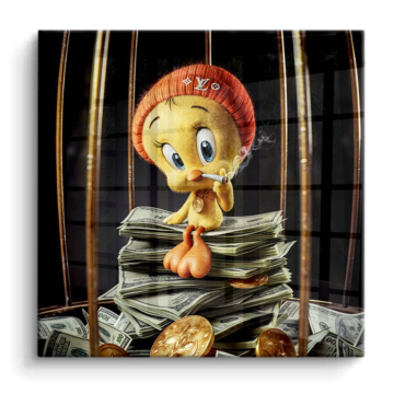 Reichtum im Käfig inspiriert von Tweety Bird - PVC-Bild glänzend