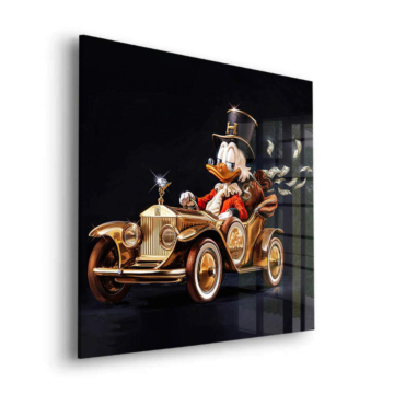 Goldenes Auto inspiriert von Scrooge McDuck - Acrylglasbild