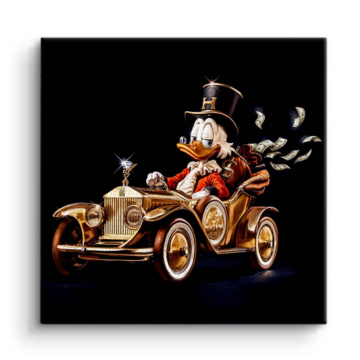 Scrooge McDuck Inspired Gold Car Canvas Art