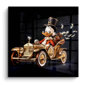 Złote auto inspirowane Scrooge’em McDuckiem - obraz na PVC z połyskiem