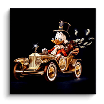 Złote auto inspirowane Scrooge’em McDuckiem - obraz na matowym PVC