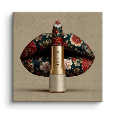 Floral Lipstick Lips Canvas Art
