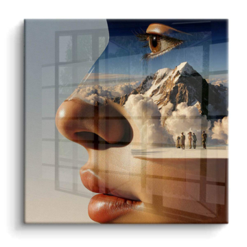 Visage surréaliste montagne - tableau PVC brillant