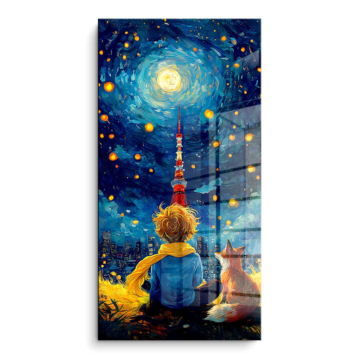 Kind unter sternenklarem Himmel - PVC-Bild glänzend