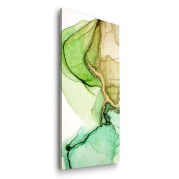 Grün-goldene Alcohol-Ink-Kunst - Acrylglasbild