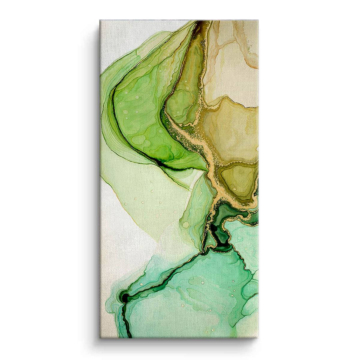 Grün-goldene Alcohol-Ink-Kunst - Leinwandbild