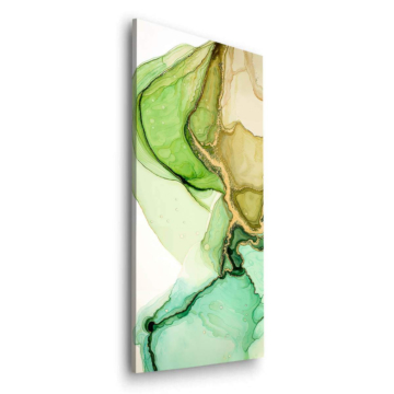 Grün-goldene Alcohol-Ink-Kunst - Dibond-Bild matt
