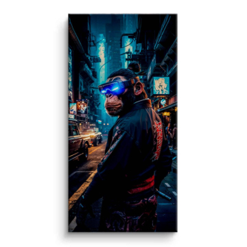 Cyberpunk-Affe als DJ - Leinwandbild