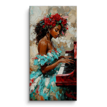Floral Piano Woman Canvas Art